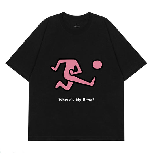 Unisex Funny Graphic Tee Where's My Head? Letter Print Short Sleeve T-Shirt