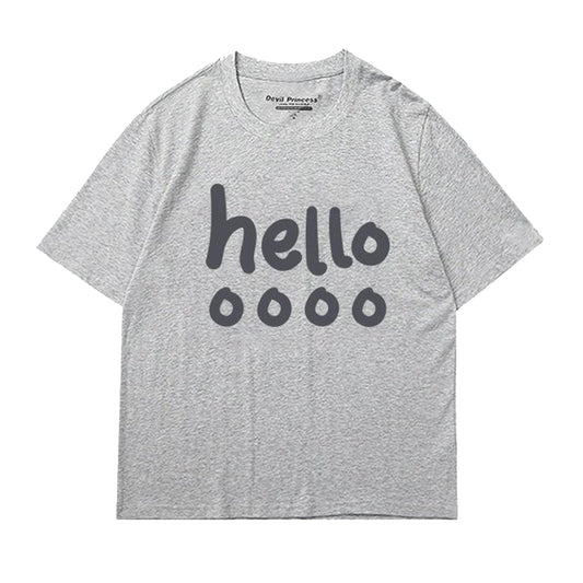 Novelty Hello Letter Print T-shirt Unisex Graphic Tee Funny Short Sleeve Tops